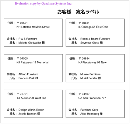 宛名ラベルレポート