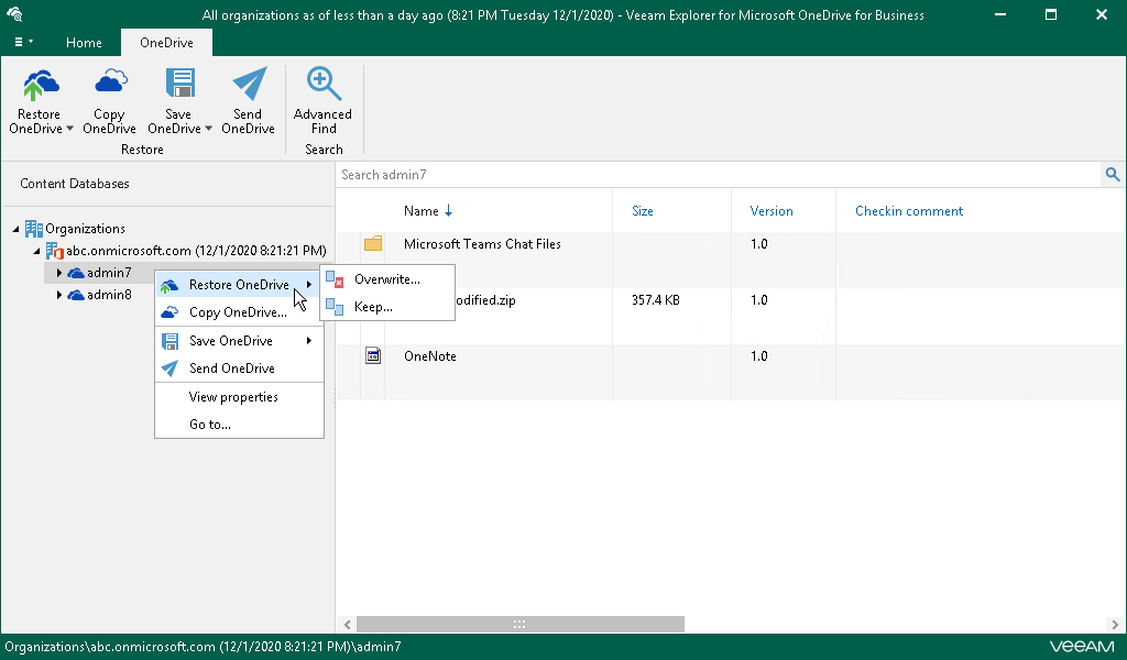 Veeam Explorer for Microsoft OneDrive for Business